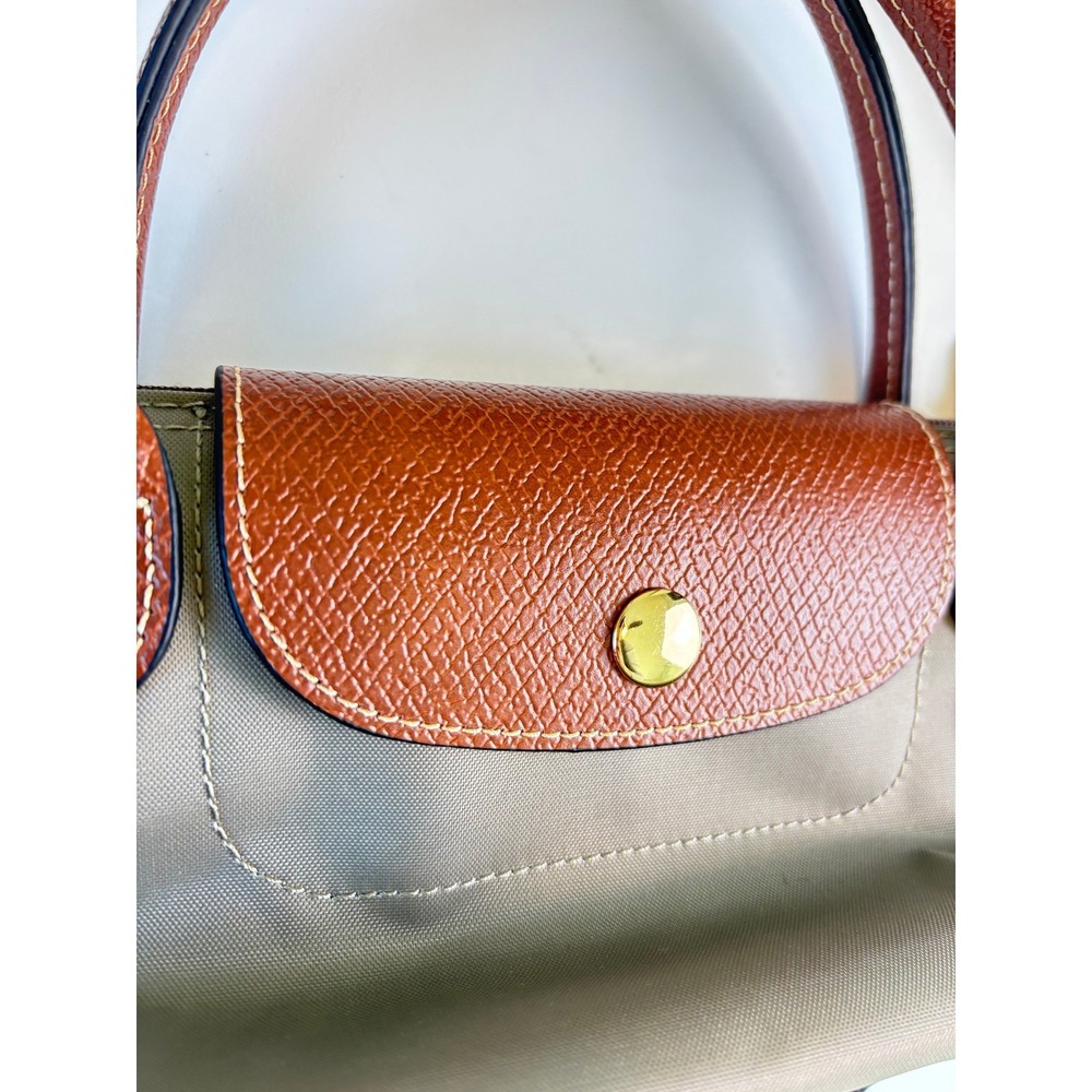 Nylon Mini Crossbody Taupe Brown Zip Top - Picture 3 of 9